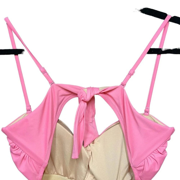 J. Crew Cutout Tie-Back One Piece Swimsuit Tea Rose Pink‎ Size 16 - Picture 7 of 14